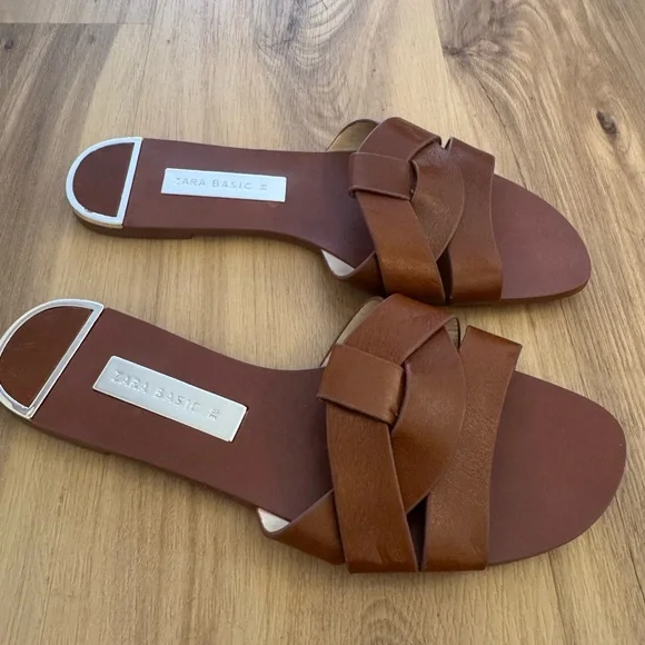 Zara Women's Brown Slide Sandals - Picture 4 of 5